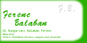 ferenc balaban business card